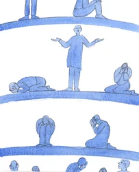 Nelle profondità inferiori del Purgatorio ci sono anime - come persone disperate in una prigione medievale che si rannicchiano vicino alle pareti - che non hanno nessuno che preghi per loro