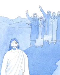 È possibile sopportare il dolore costante "accanto" alla gioia spirituale, come Gesù stesso ha sperimentato nella vita terrena, 2005 (acquerello su carta)