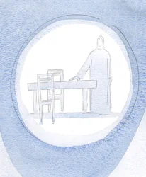Gesù mi sorrise e indicò un tavolo e due sedie, poiché stava aspettando di cenare con me, nonostante le mie distrazioni