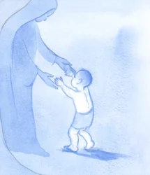 Proprio come Cristo camminava costantemente in avanti, tenuto dalla Sua Madre, così possiamo camminare come bambini semplici e fiduciosi, senza paura e speranzosi
