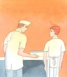 Come un cuoco è gentile con il suo apprendista quando gli ricorda che ha dimenticato di mettere le uova nell