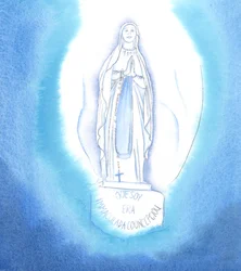 Maria, la Vergine Immacolata Madre di Cristo, ha una purezza straordinaria; e noi, che non siamo così puri, abbiamo bisogno di fare penitenza per i nostri peccati, così come di pregare per ottenere aiuto e perdono, 2005 (acquerello su carta)