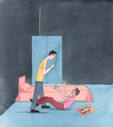 Le persone agiscono completamente contro Dio e le sue leggi quando minacciano di uccidere, o uccidono altri, per risolvere una faida privata o una vendetta familiare o di clan - o nella guerra tra bande, 2005 (acquerello su carta)