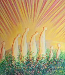 Le anime purificate ora camminano su un tappeto di fiori nella gioia e nella semplicità, libere da ogni cinismo e durezza di cuore