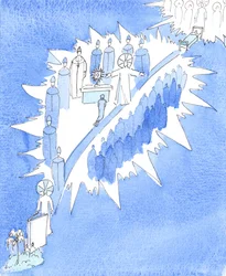 La Chiesa cattolica insegna la gloriosa verità che, in passato, Dio si è rivolto agli esseri umani in vari modi, 2005 (acquerello su carta)