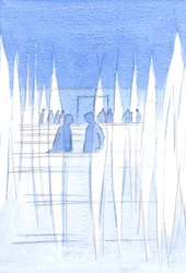 I santi angeli custodiscono sempre la Chiesa; sono tutti reverenti, in mezzo a coloro che li disturbano incurantemente con chiacchiere rumorose, 2002