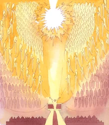 Il Signore vuole che tutti noi sappiamo che quando preghiamo attraverso e con Cristo nel Santo Sacrificio della Messa preghiamo il Padre, nello Spirito, in mezzo ai Santi, agli Angeli e alle Anime Sante, 2005 (acquerello su carta)