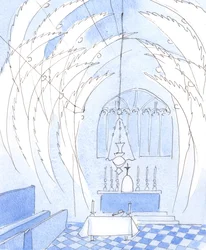 Gli angeli circondano il santuario durante la Messa