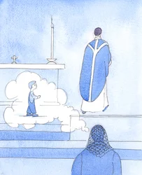 La madre di un sacerdote deve riconoscere il suo ruolo nello sviluppo della sua vocazione, 2005 (acquerello su carta)