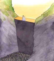 Il muro del peccato, che ci separa da Dio, è scalato solo da Cristo, che sta con Sua madre. Solo Lui può aiutarci a raggiungere la Gloria del Cielo