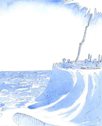 Chi cerca di vivere indipendentemente da Dio, dalla sua Chiesa e dalle sue leggi, vive come su una lastra di ghiaccio che si scioglie, 2004 (acquerello su carta)