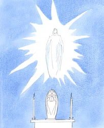 È giusto onorare Maria, la Beata Vergine, attraverso la quale il Padre ci ha donato suo Figlio, e tutte le grazie che riceviamo nella Chiesa, specialmente nella Santa Eucaristia, 2005 (acquerello su carta)