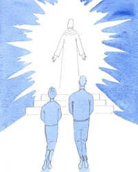 Dobbiamo esaminare le nostre vite, per vedere se Cristo è davvero "intronizzato" nei nostri cuori e nelle nostre case, o se il "dio" che serviamo sono i nostri desideri e le nostre ambizioni, 2005 (acquerello su carta)