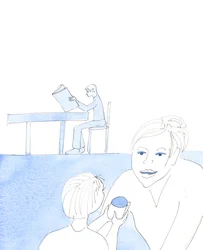 Quando presentiamo le nostre offerte alla Madonna, perché le perfezioni prima di avvicinarci al Signore, siamo come una bambina che controlla un regalo con la madre, prima di avvicinarsi al padre amato con un regalo di compleanno, 2005 (acquerello su carta