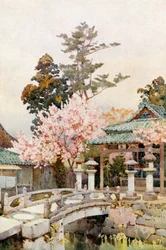 Un santuario a Kyomidzu (litografia a colori)