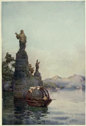Ingresso alla Villa Arconati, Lago di Como, Illustrazione da 