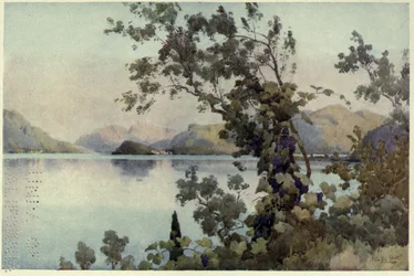 Sera, Lago di Como, illustrazione da 