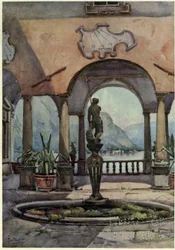 La Loggia, Villa Pliniana, Lago di Como, Illustrazione da 