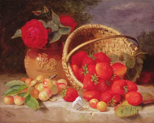 Natura morta di cesto con fragole e ciliegie, 1898