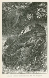 Combattimento tra Chingachgook e gli Irochesi (incisione)