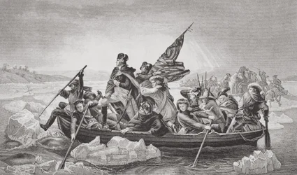Washington attraversa il Delaware presso Trenton, New Jersey, Natale 1776, da «Illustrations of English and Scottish History», volume II
