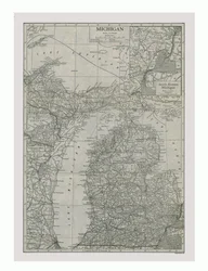 Mappa del Michigan, USA, c1900