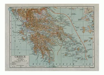 Mappa della Grecia Moderna, c1910s