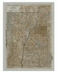 Mappa del New Hampshire e del Vermont, USA, c1900s