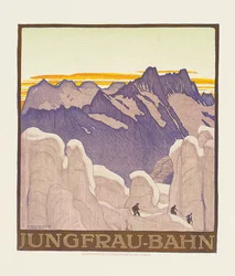Jungfrau-Bahn, poster pubblicitario della ferrovia della montagna Jungfrau