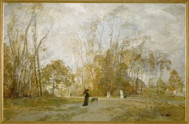 Aus dem Prater - Dai giardini del Prater ... (olio su tavola)