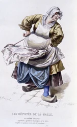 Opera completa di Beaumarchais (1732-1799) di Edouard Fournier. disegno di Emile Bayard. Ed. Laplace, Sanchez et Cie, Parigi 1876. Questa è Madre Chaplu in "I deputati della sala"