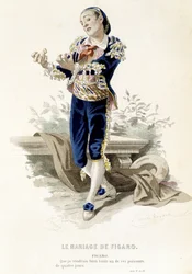Figaro in “Le nozze di Figaro” - in “Opere complete di Beaumarchais”, disegni di Emile Bayard, ed. Laplace Sanchez & cie, Parigi