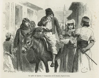 La ricerca di Leproux a Chio, disegno di Emile Bayard, per illustrare la storia "L