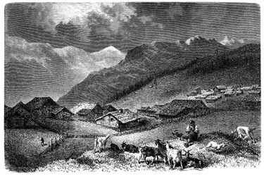 Villaggio nelle Alpi. Murren, nell