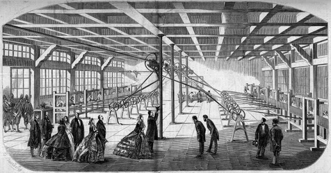 Vista interna del taglio dei diamanti dei signori Gaensly e Bernard vicino alla barriera del Maine nel 1859, durante la visita di Napoleone III (1808-1873) e dell