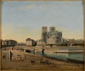 Francese: Le chevet de Notre-Dame, vue du quai de la Tournelle