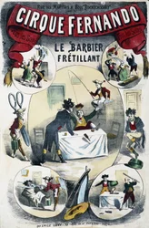 Cirque Fernando: Il barbiere scrivente - Poster di Lévy, fine XIX secolo