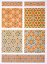 Il Cairo: decorazione murale geometrica, XV e XVI secolo (stampa)