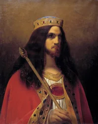 Ritratto di Chilperico III, re di Neustria, Austrasia, Borgogna e dei Franchi (m. 754). Dipinto di Émile Signol (1804-1892), 1825-1850. Dimensioni: 0.92 x 0.74 m. Versailles, museo del castello