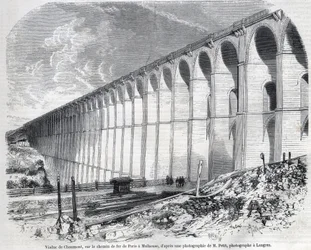 Viadotto di Chaumont sulla ferrovia da Parigi a Mulhouse. Incisione dopo un disegno di Ralph in "The Illustrous World", 09/05/1857. Collezione privata.