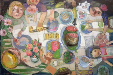 benedire le mani, 2024 (olio su tela)