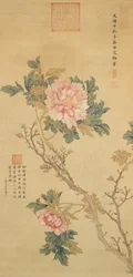 Peonia, dinastia Qing (inchiostro e colore su seta)