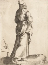 Piatto di costume: Contadina dalla Spagna, ca. 1555-58