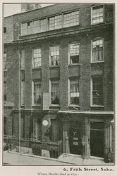 6 Frith Street, Soho, dove Haziltt morì nel 1830