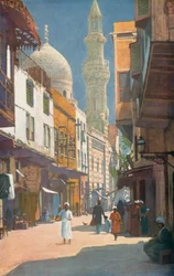 Una strada del Cairo, Egitto (foto a colori)