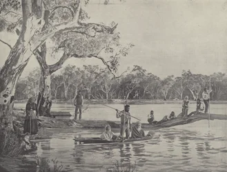 Nativi australiani che pescano