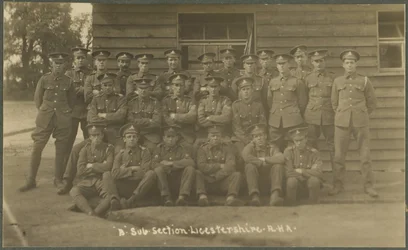 B Sottosezione, Leicestershire Royal Horse Artillery, in campo di addestramento a Diss, 1914-18