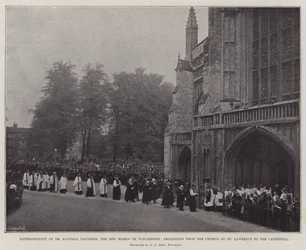 Intronizzazione del Dr Randall Davidson, il nuovo Vescovo di Winchester, processione dalla Chiesa di St Lawrence alla Cattedrale