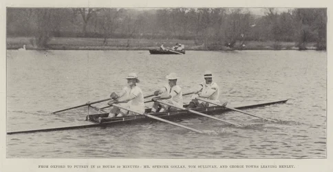 Da Oxford a Putney in 13 ore e 59 minuti, Mr Spencer Gollan, Tom Sullivan e George Towns partono da Henley
