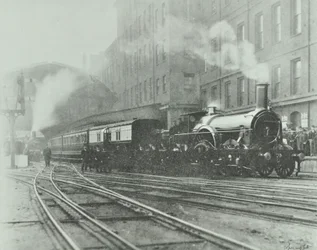 Ultimo treno a scartamento largo che lascia la stazione di Paddington, 1892